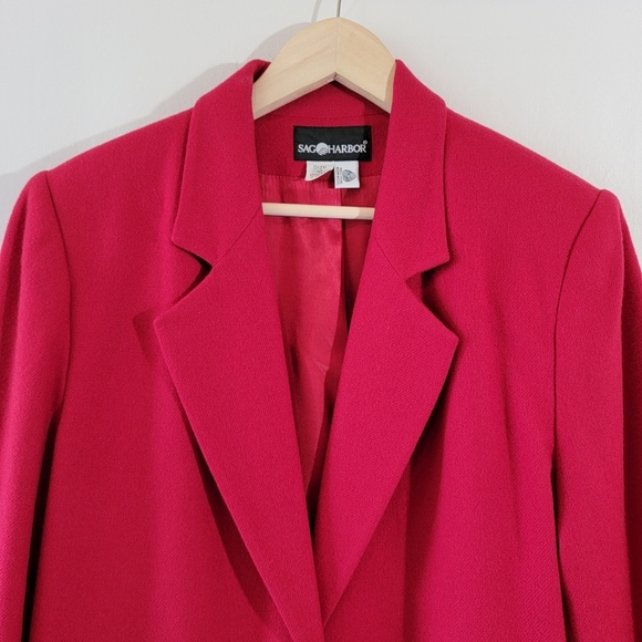 VTG SAG HARBOR 100% Wool Women's Blazer Sz 12 Single Breasted Office Career - Picture 3 of 12